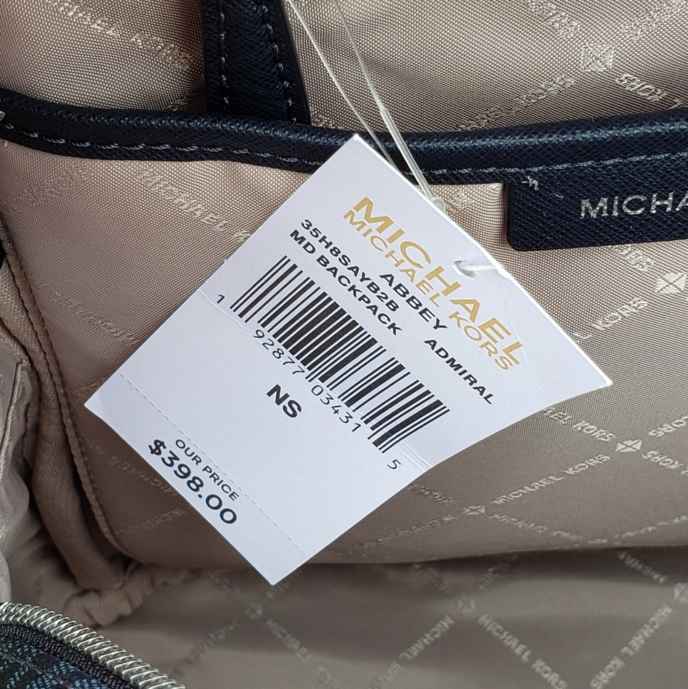 Michael Kors Abbey MD Floral Backpack Blue - Picture 6 of 7